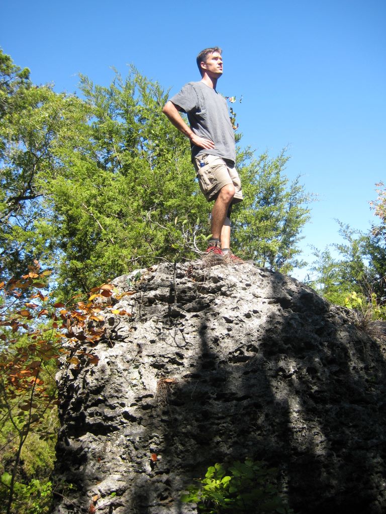 Dale likes to climb on rocks.