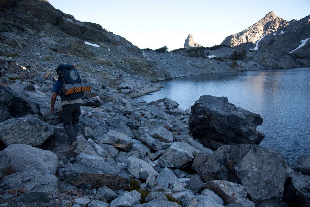 Boulder hopping around Cecile Lake.