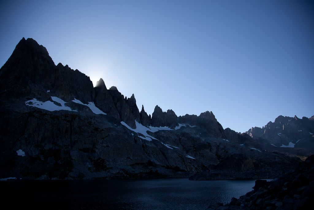 Sun dropping down behind the Minarets.