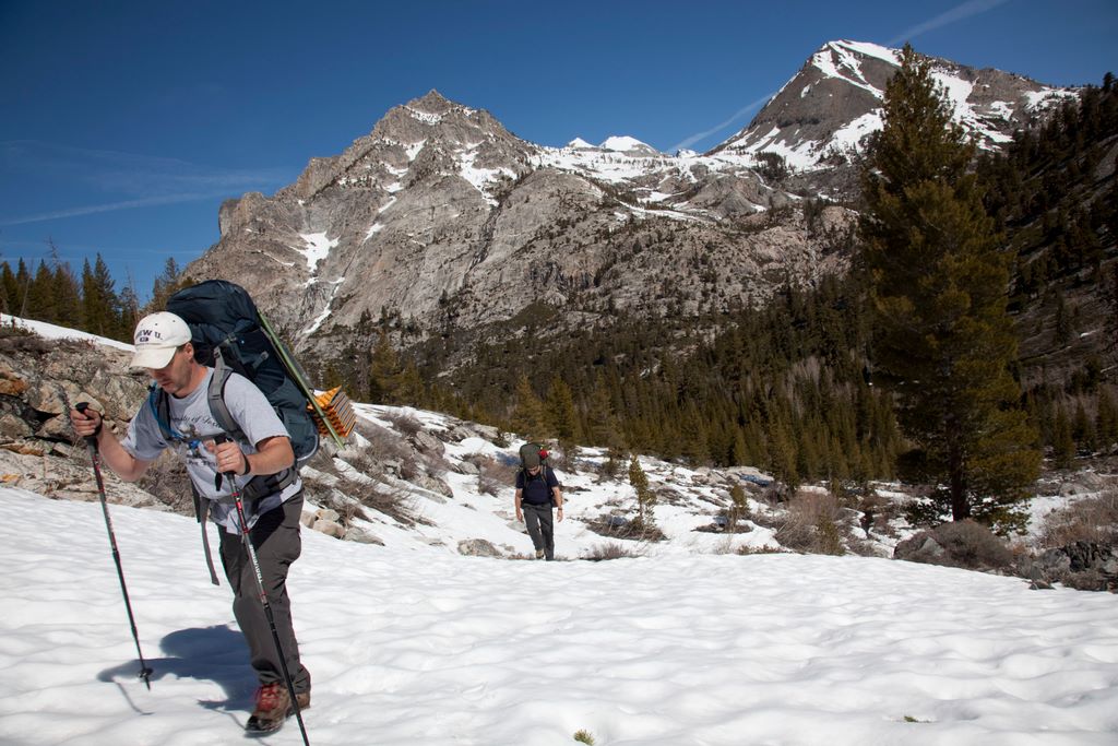 Hiking up in snow is hard