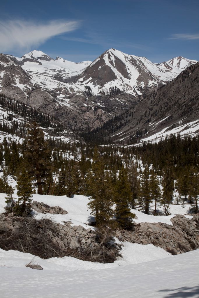 Looking back at the snow covered valley