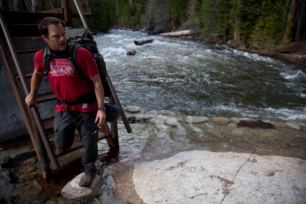 The water was three feet higher than when we crossed the creek three days prior.