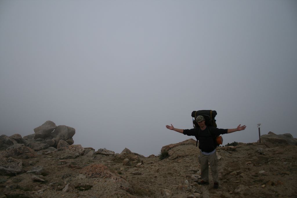 At the top of Sawtooth Pass.  What a view!  Damn clouds!!!