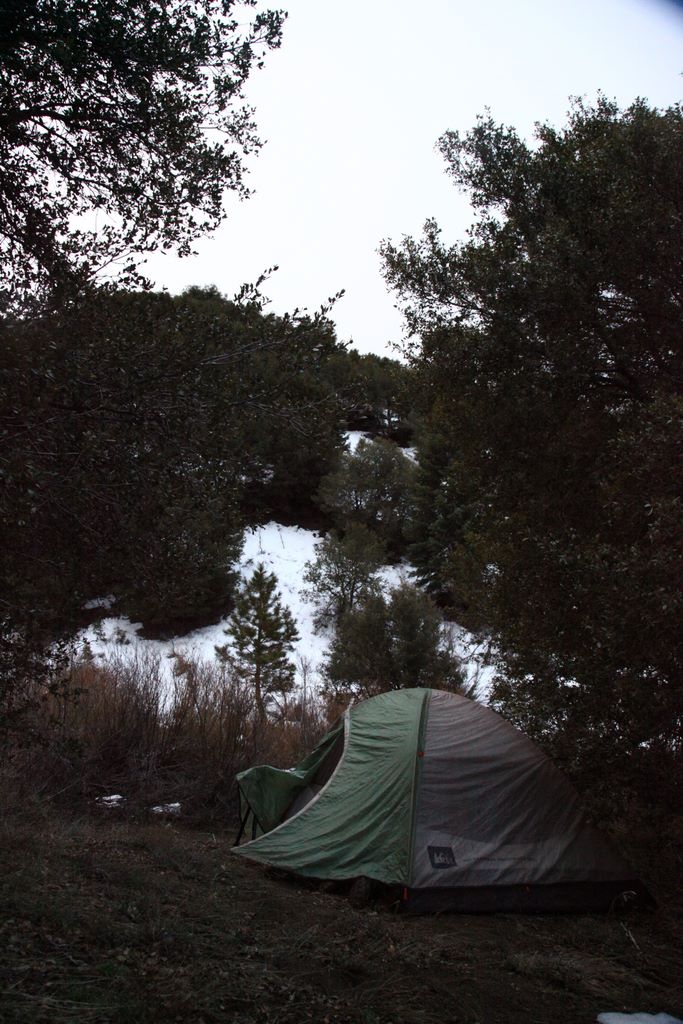 My slanted, make-shift campsite (somewhere near Bear Trap 2).