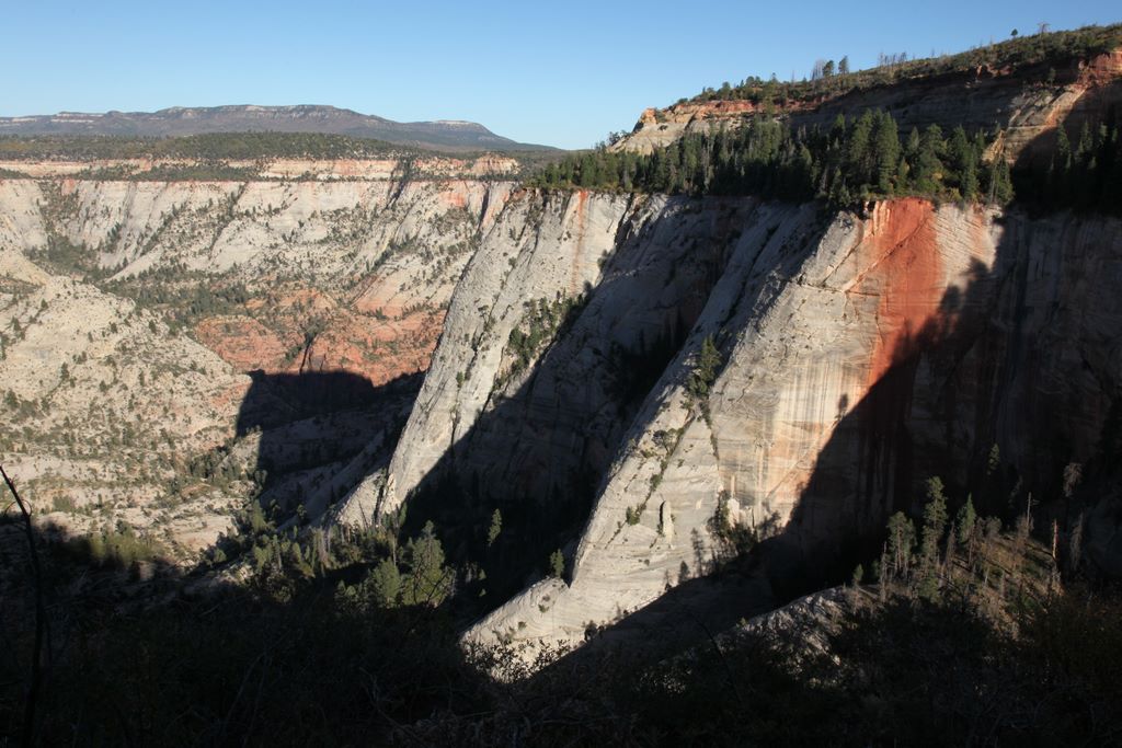 As you climb elevation, the sandstone shows less red.